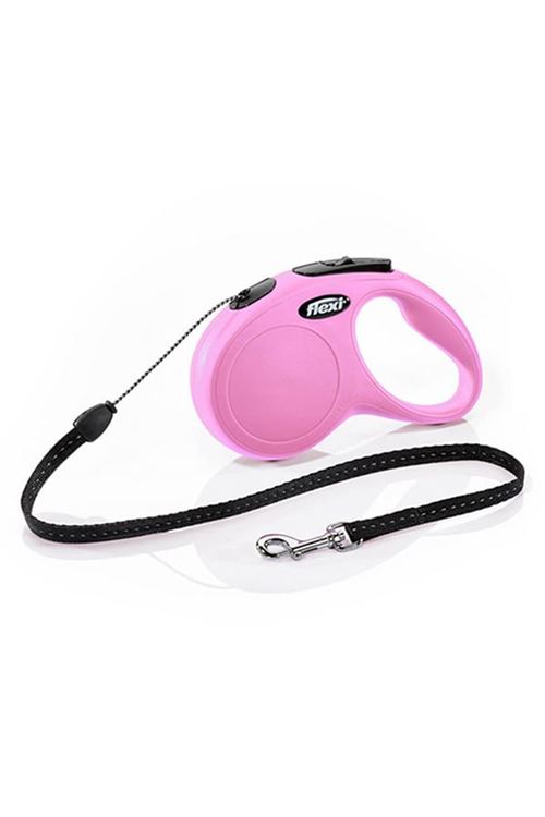 Flexi New Classic İp Otomatik Köpek Gezdirme Tasması Small Pembe 5 Mt