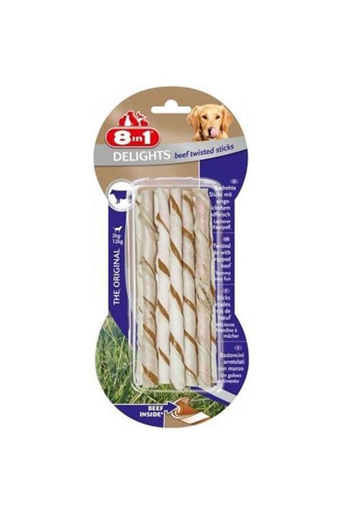 8 In 1 Delights Twisted Biftekli Burgu Köpek Kemik Ödülü 10x55 Gr