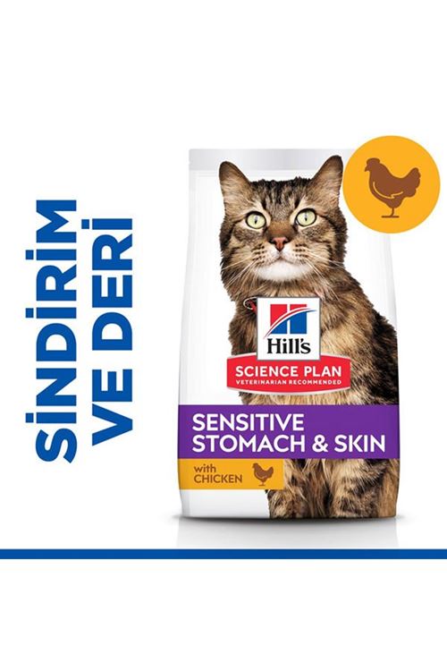 Hills Sensitive Skin Deri Tüy ve Sindirim Hassasiyeti için Yetişkin Kedi Maması 1.5 Kg