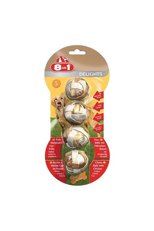 8 In 1 Delights Balls S Size Tavuklu Köpek Çiğneme Topu 4 Adet