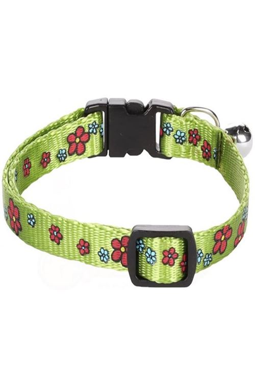Flamingo Çiçekli Kedi Boyun Tasması Yeşil 30 Cm