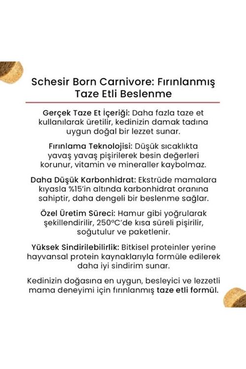 Schesir Born Carnivore Tavuk ve Yumurtalı Yetişkin Kedi Maması 1.25 Kg