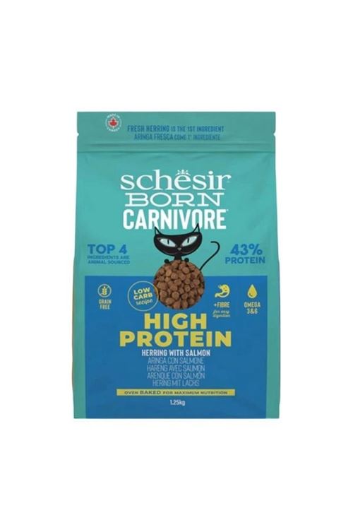Schesir Born Carnivore Somonlu ve Ringa Balıklı Yetişkin Kedi Maması 1.25 Kg
