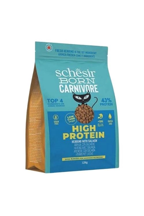 Schesir Born Carnivore Somonlu ve Ringa Balıklı Yetişkin Kedi Maması 1.25 Kg