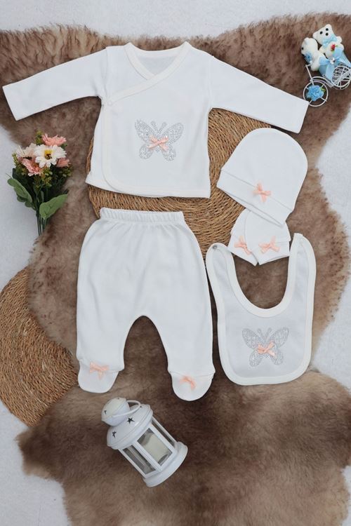 Sema Baby 5 Parça Hastane Çıkışı Zıbın Seti 0-3 Ay - Butterfly