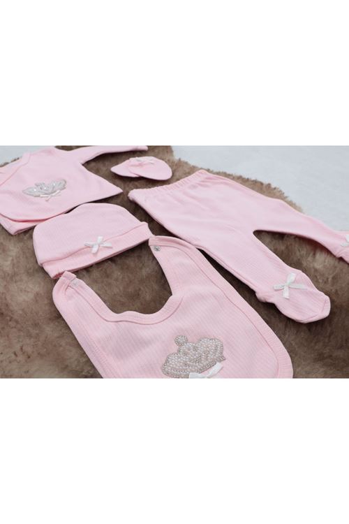 Sema Baby 5 Parça Hastane Çıkışı Zıbın Seti 0-3 Ay - Queen