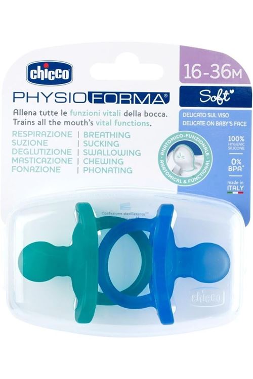 Chicco PhysioForma Soft 2'li Silikon Emzik 16-36 Ay Erkek