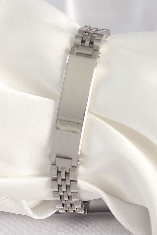 316L Çelik Gümüş Renk Zincir Künye Model Erkek Bileklik