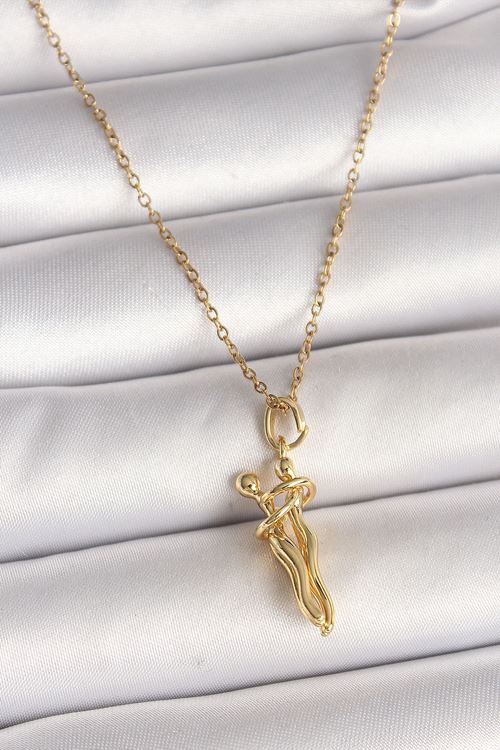 316L Çelik Gold Renk Zincir Sarılma Model Kadın Kolye