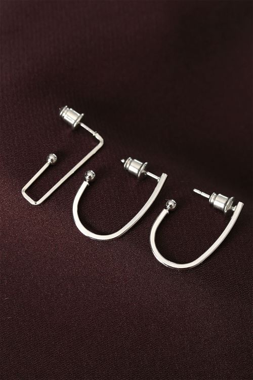 küpeGeometrik Model Gümüş Renk Metal Çoklu Küpe