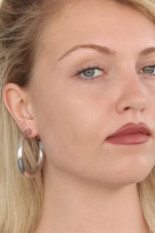 Silver Renk Halka Metal Bayan Küpe