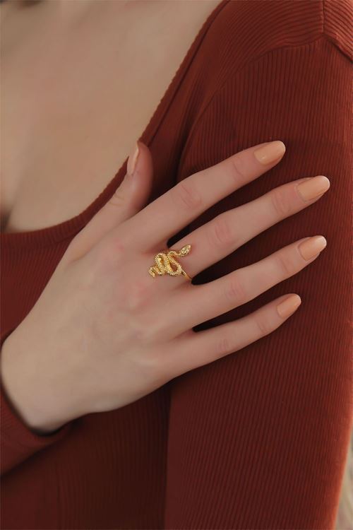 Ayarlanabilir Altın Renk Yılan Yüzük