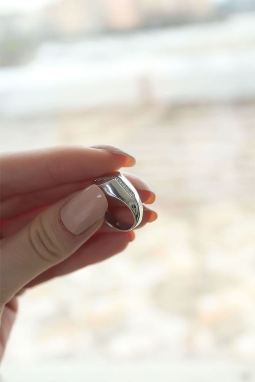 Punta Zirkon Taşlı Rodyum Kaplama Kadın Yüzük