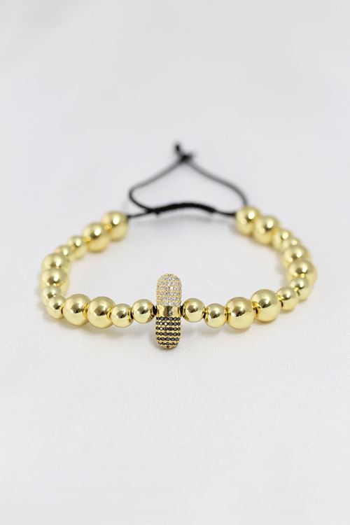 Gold Renk Çelik Zirkon Objeli Asansörlü Bileklik