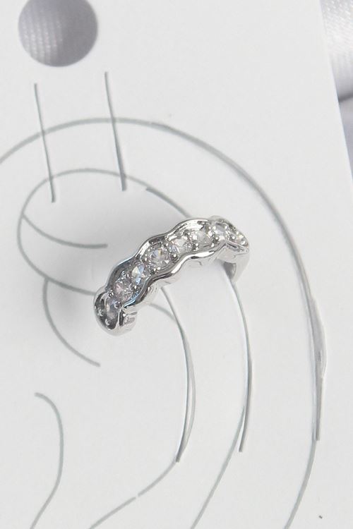 Pirinç Gümüş Renk Zirkon Taşlı Kıkırdak Model Kadın Küpe