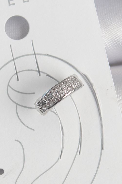 Pirinç Gümüş Renk Zirkon Taşlı Kıkırdak Model Kadın Küpe