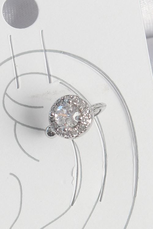 Pirinç Gümüş Renk Zirkon Taşlı Kadın Kıkırdak Model Küpe