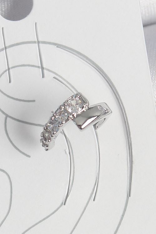 Pirinç Gümüş Renk Zirkon Taşlı Kadın Kıkırdak Küpe