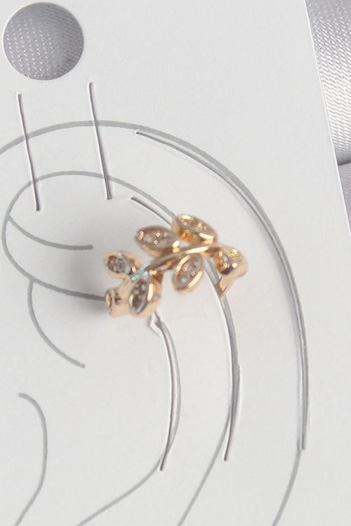 Pirinç Gold Renk Zirkon Taşlı Yaprak Model Kadın Kıkırdak Küpe
