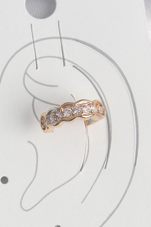 Pirinç Gold Renk Zirkon Taşlı Kadın Kıkırdak Küpe