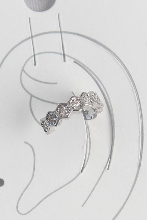 Pirinç Gümüş Renk Bal Peteği Model Zirkon Taşlı Kadın Kıkırdak Küpe