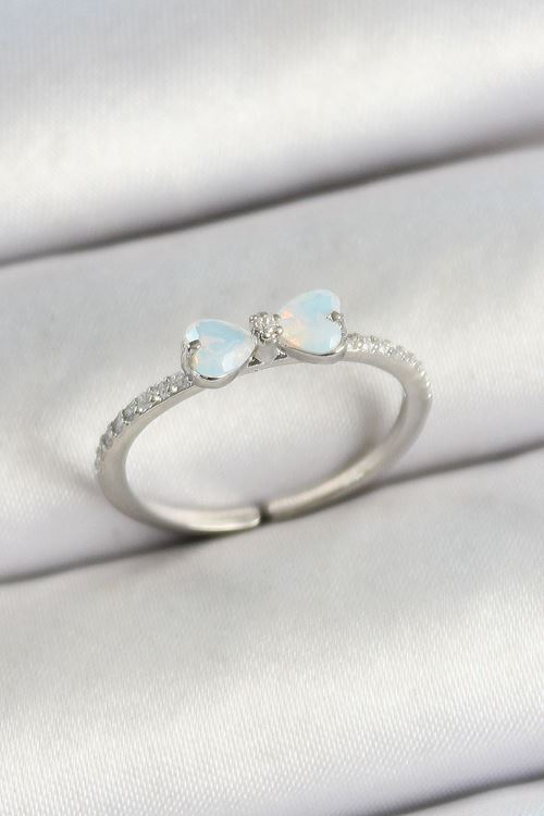 Pirinç Fiyonk Figürlü Zirkon Taşlı Gümüş Renk Ayarlanabilir Kadın Yüzük