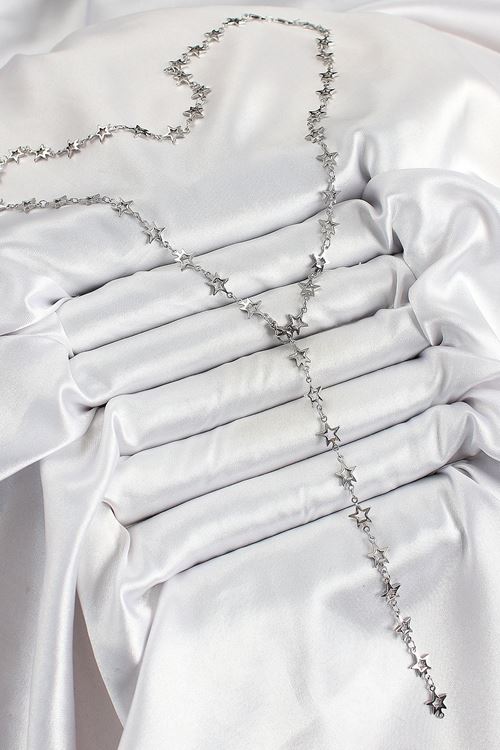 Pirinç Gümüş Renk Yıldızlı Kadın Y Kolye