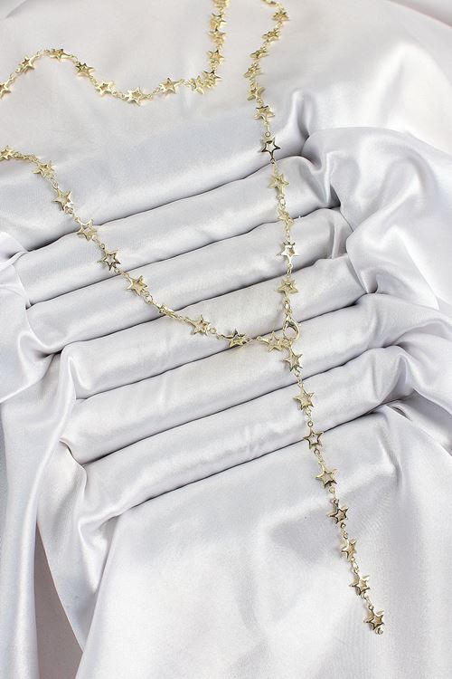 Pirinç Gold Renk Yıldızlı Kadın Y Kolye