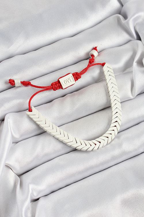 Pirinç Asansörlü Beyaz Juju Kadın Bileklik