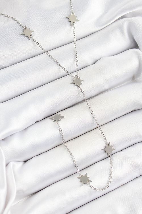 316L Çelik Kutup Yıldızı Figürlü Y Model Gümüş Renk Kadın Kolye