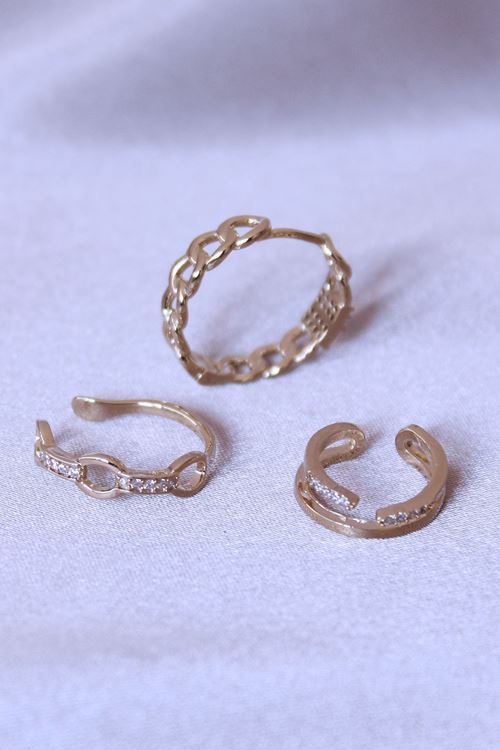 Zirkon Taşlı Zincir Model Küpe Seti