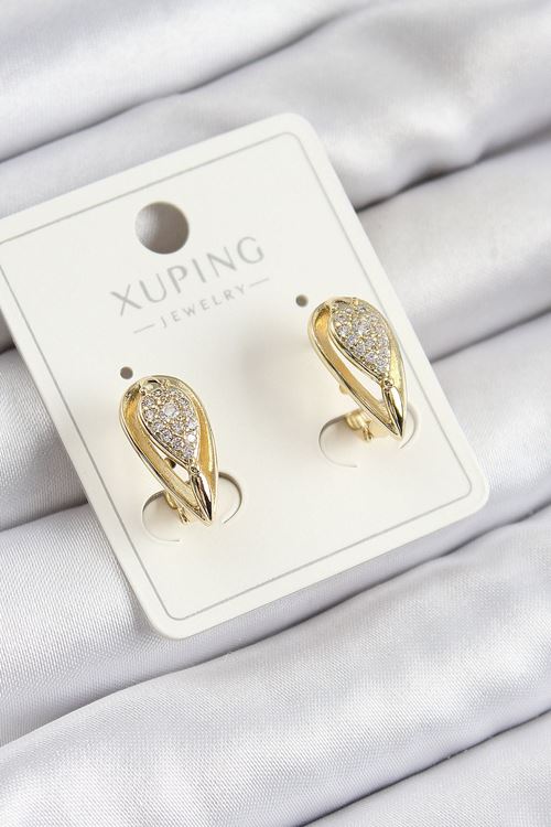 Xuping Zirkon Taşlı Damla Model Gold Renk Kadın Küpe