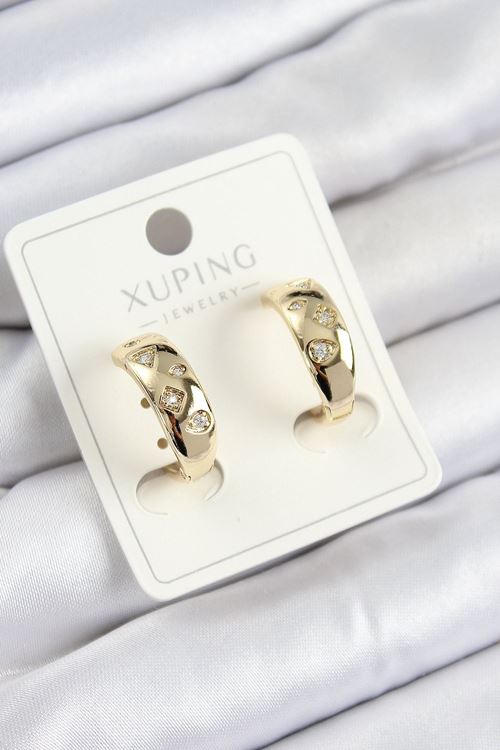 Xuping Zirkon Taşlı Halka Model Gold Renk Kadın Küpe
