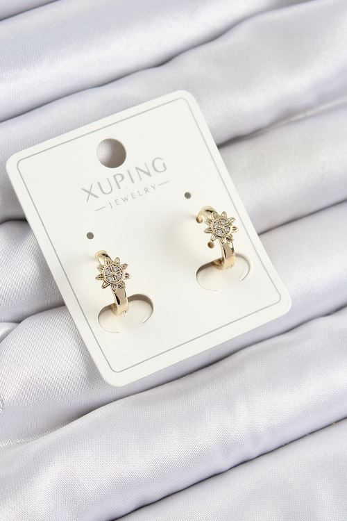 Xuping Zirkon Taşlı Çiçek Model Gold Renk Kadın Küpe