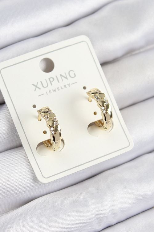 Xuping Zirkon Taşlı Halka Model Gold Renk Kadın Küpe