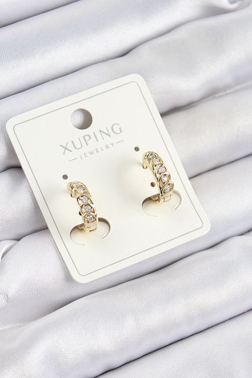Xuping Zirkon Taşlı Ardışık Model Gold Renk Kadın Küpe