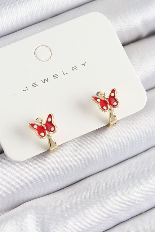 Pirinç Kelebek Model Gold Renk Çocuk Küpe