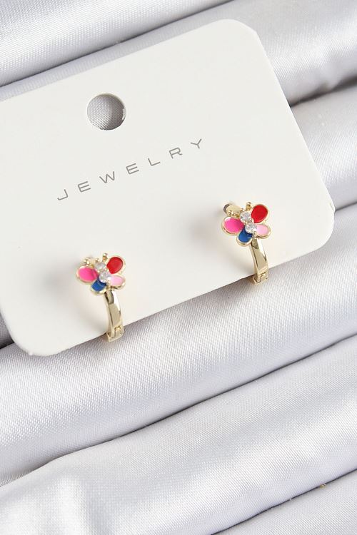 Pirinç Zirkon Taşlı Kelebek Model Gold Renk Çocuk Küpe