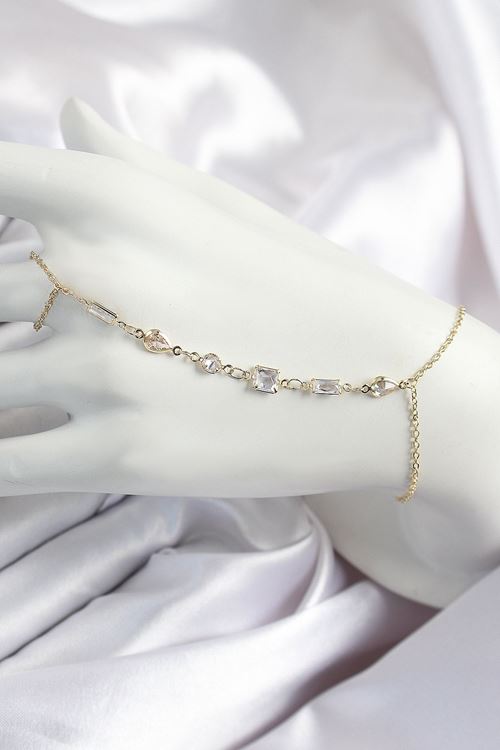 Pirinç Zirkon Taşlı Y Model Gold Renk Kadın Şahmeran