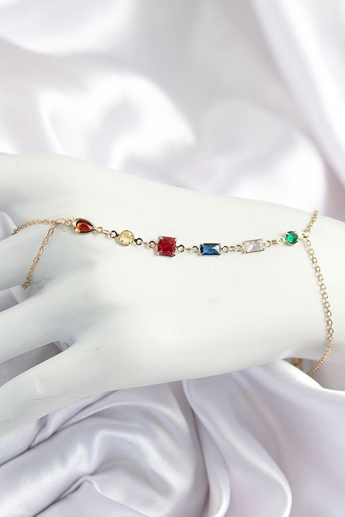 Pirinç Renkli Zirkon Taşlı Y Model Gold Renk Kadın Şahmeran