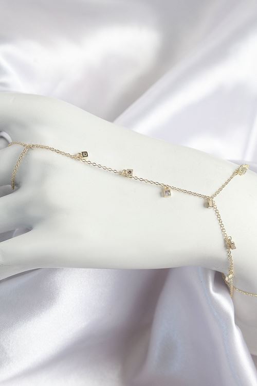 Pirinç Zirkon Taşlı Sallantılı Model Gold Renk Kadın Şahmeran