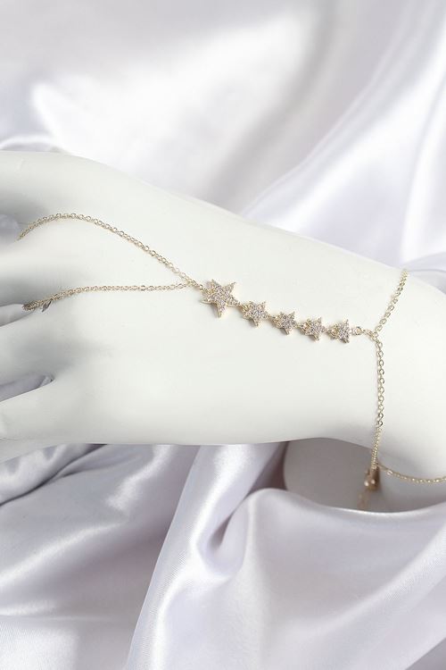 Pirinç Zirkon Taşlı Yıldız Model Gold Renk Kadın Şahmeran