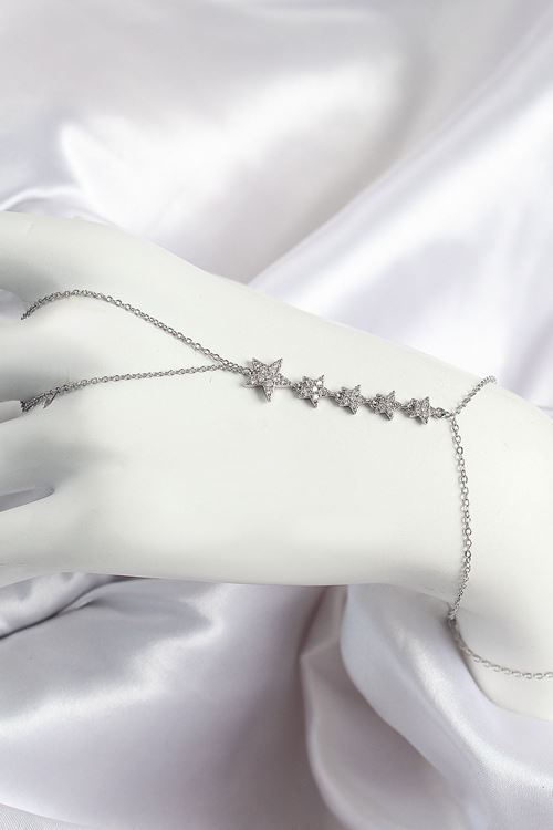 Pirinç Zirkon Taşlı Yıldız Model Gümüş Renk Kadın Şahmeran