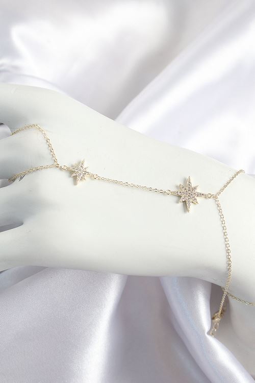 Pirinç Zirkon Taşlı Kutup Yıldızı Model Gold Renk Kadın Şahmeran