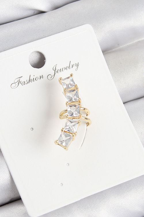 Pirinç Zirkon Taşlı Model Gold Renk Sağ Kıkırdak Küpe