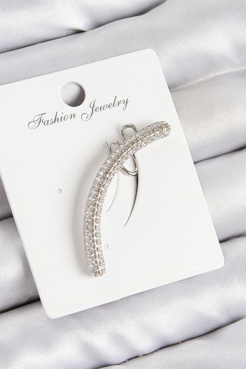 Pirinç Zirkon Taşlı Model Gümüş Renk Sağ Kıkırdak Küpe