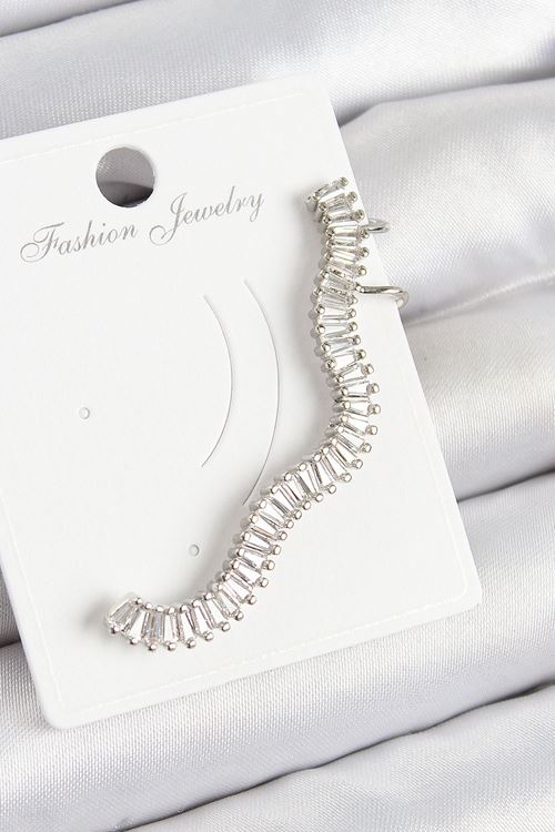 Pirinç Su Yolu Model Gümüş Renk Sağ Kıkırdak Küpe