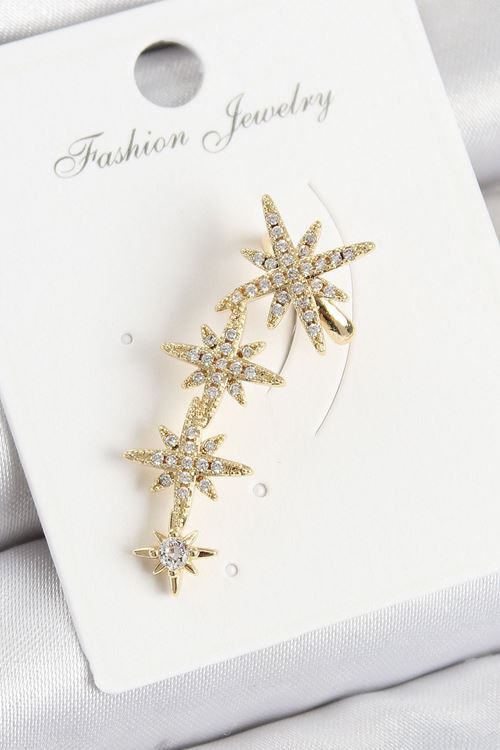 Pirinç Kutup Yıldızı Model Gold Renk Sağ Kıkırdak Küpe