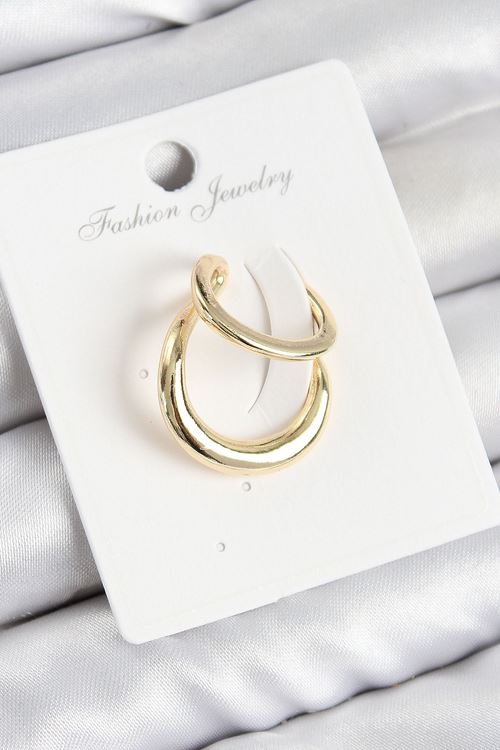 Pirinç Halka Model Gold Renk Sağ Kıkırdak Küpe