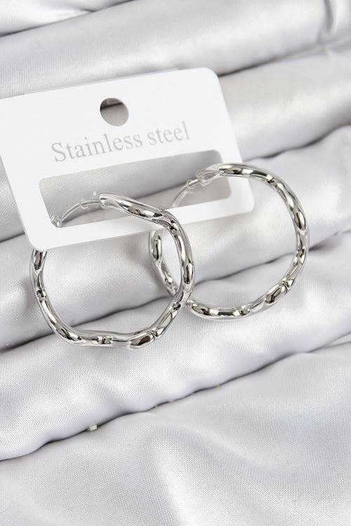 Pirinç Halka Model Gümüş Renk Kadın Küpe